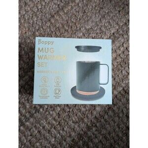 XO Poppy Mug Warmer Set Stainless Steel Mug, USB Powered w/ LED Indicator -New